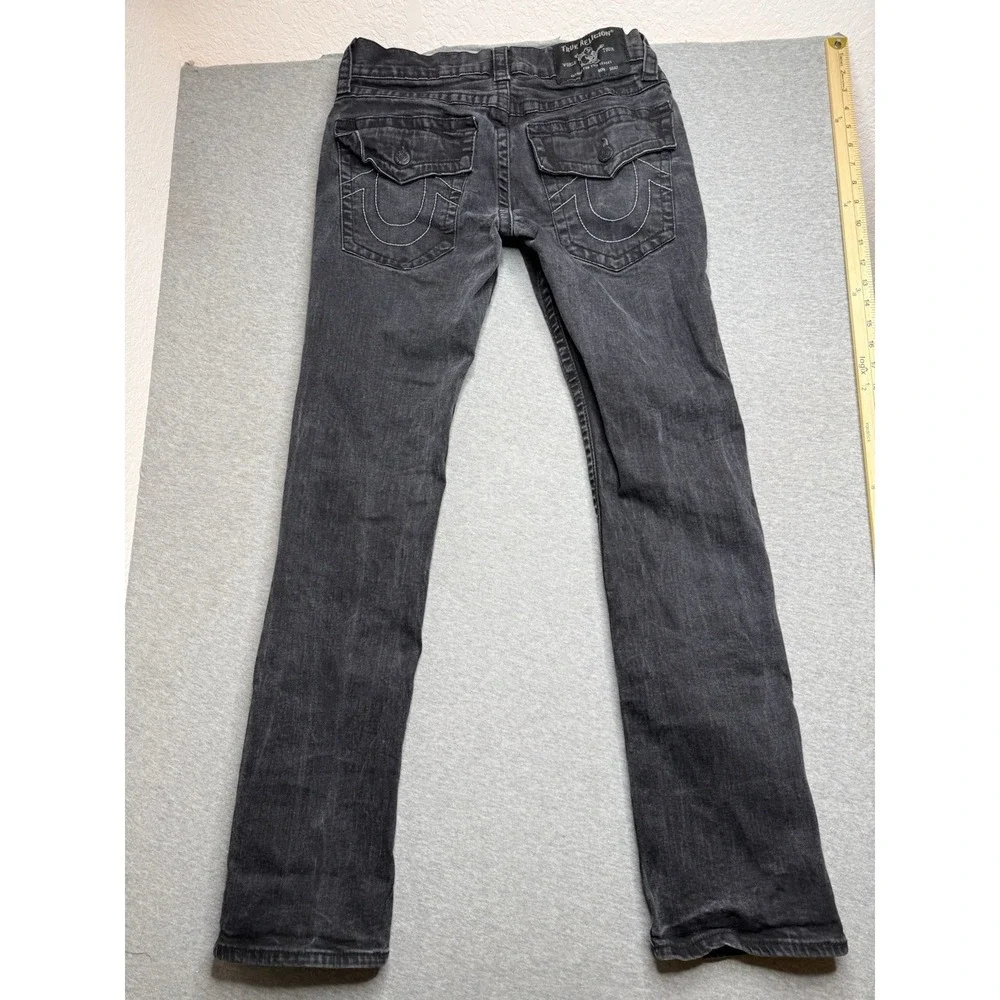 True Religion Ricky Relaxed Straight Jeans Men's 30 Black Flap Pockets Logo